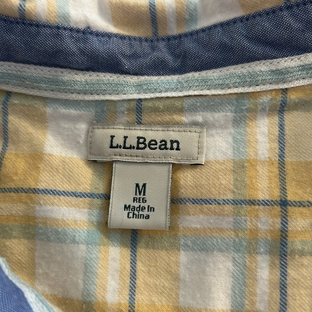 L.L. Bean Yellow Plaid Shirt- Women’s Size Medium - Picture 4 of 6